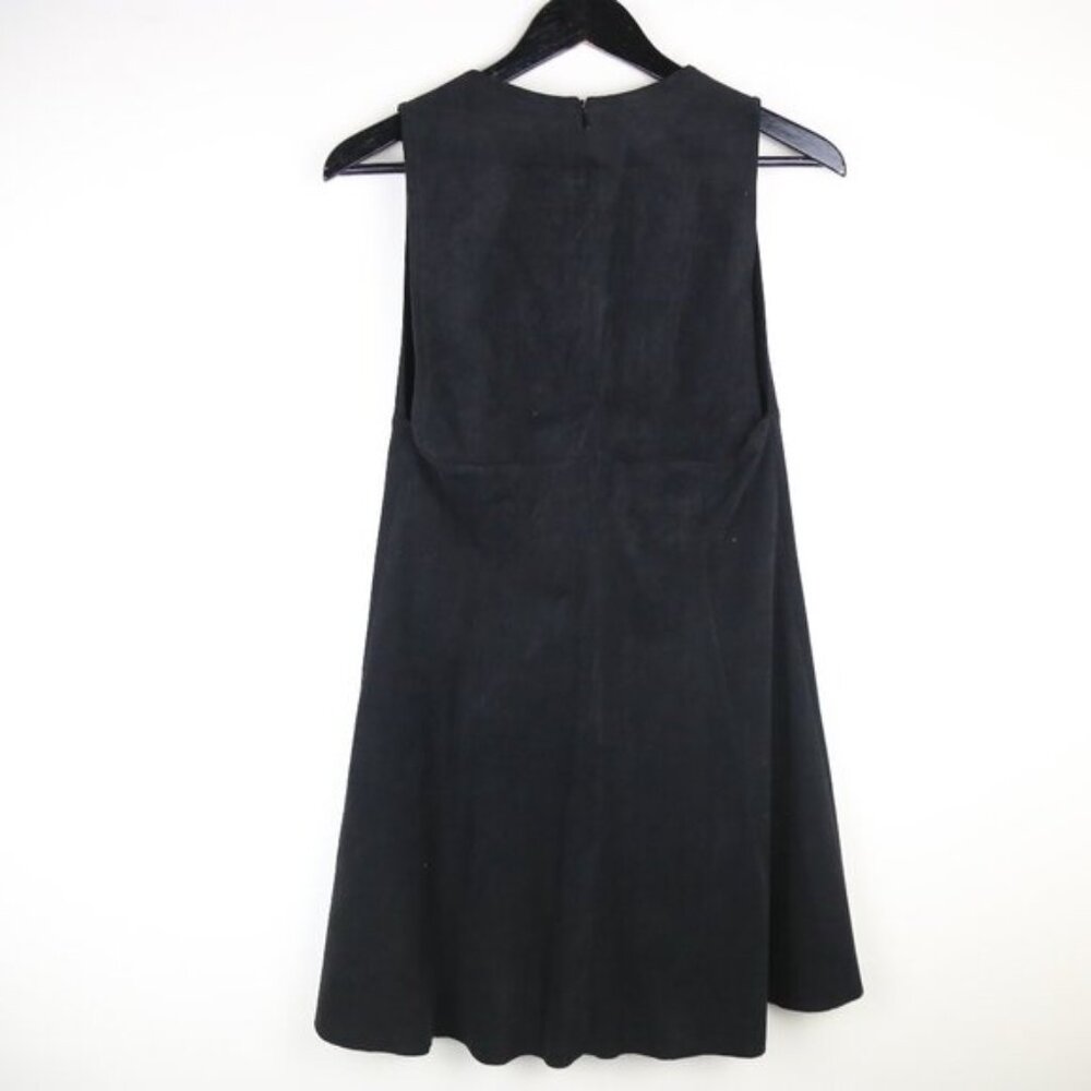 Aritzia Wilfred Montbrun Suede Mini Deep V-neck A-line Black Dress Size 10 - Picture 4 of 7